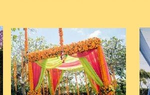 Greenery Wall with Marigold Swags - Velora Villa Udaipur