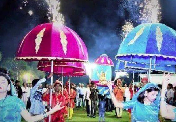 Illuminated Umbrella Procession - Velora Villa Udaipur