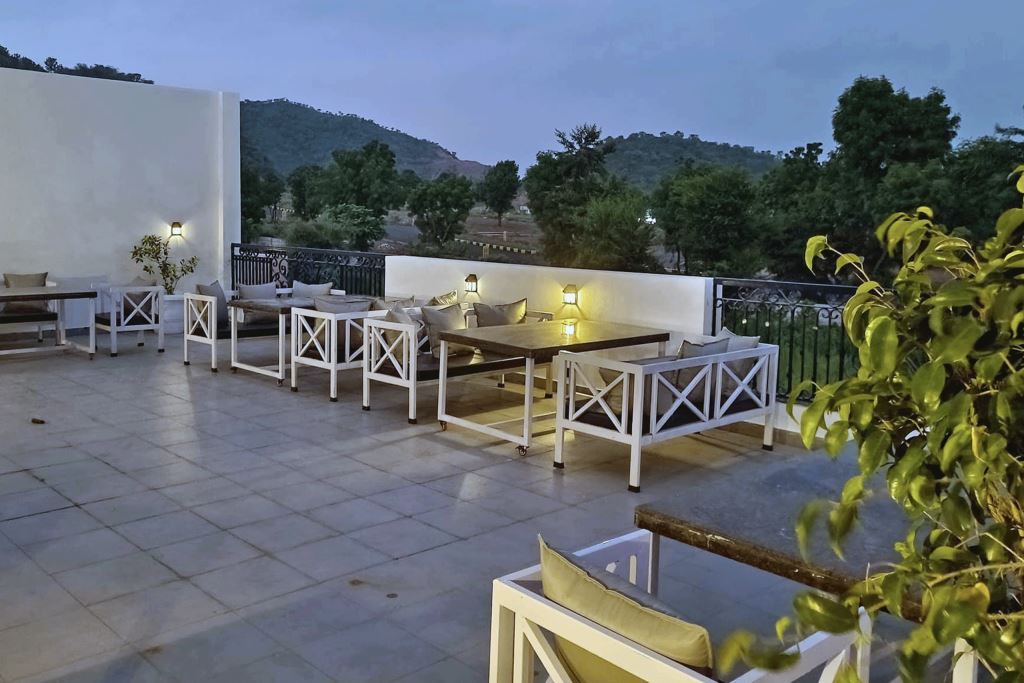 Maple Roots Villa Udaipur — terrace restaurant dining