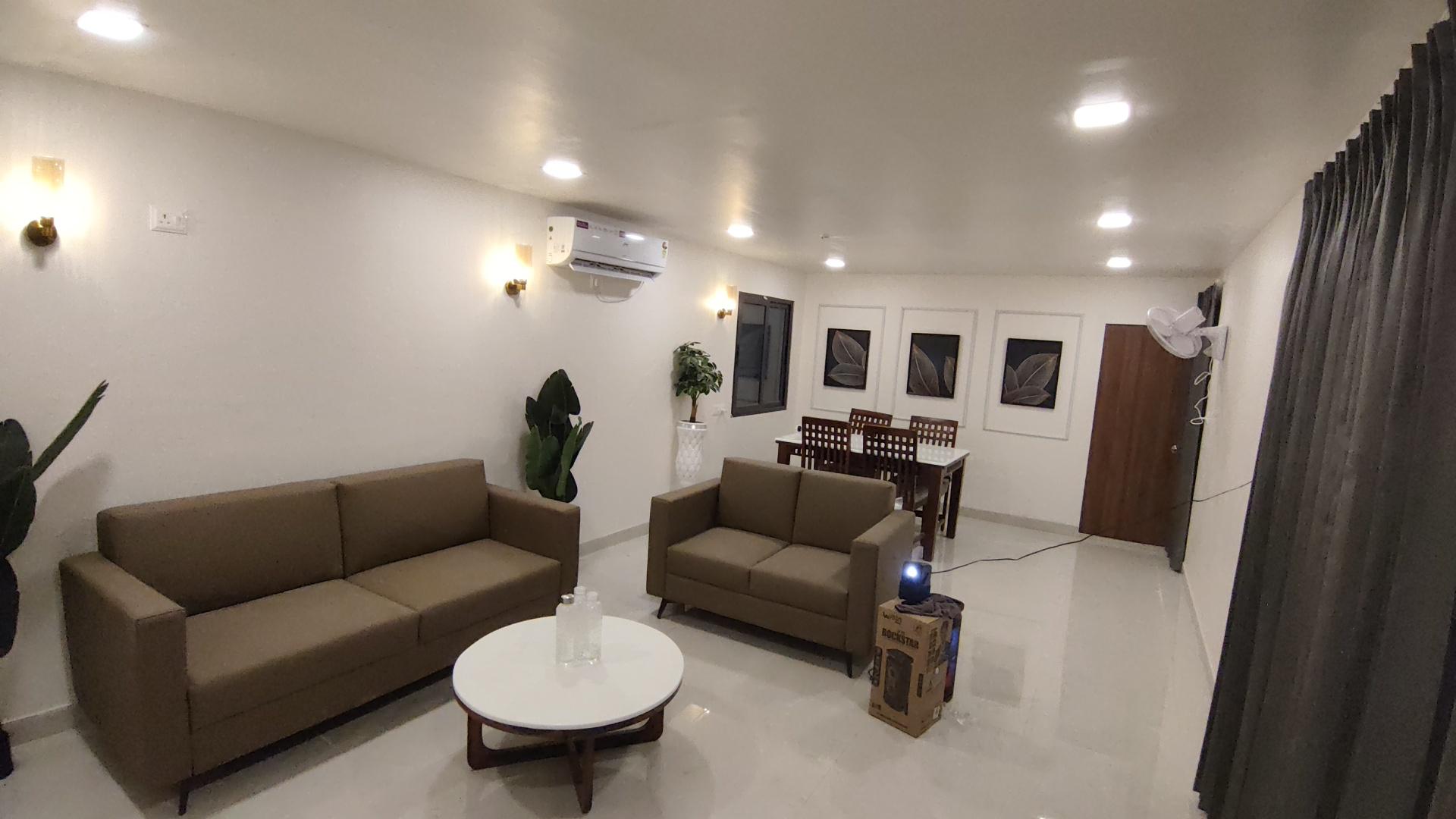 Party hall ready for events — projector and sound villa Udaipur